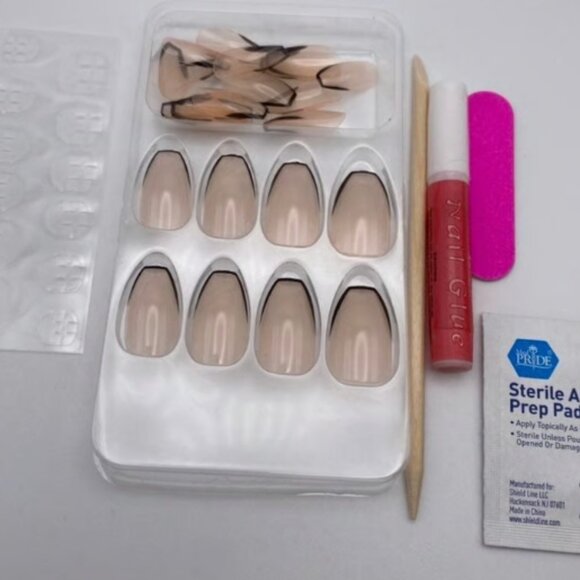 24 PC Press on Nail Set x5 Long French Medium Almond Long Ballerina French Nails - Picture 11 of 16